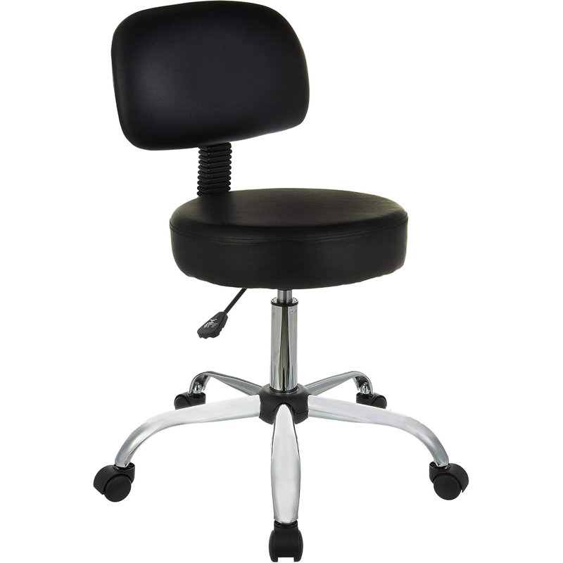 Multi-Functional Drawing Spa Bar Stools With Backrest Pads And Wheels, Black, 22.72 Inches Deep X 22.72 Inches Wide X 37.8 Inches High