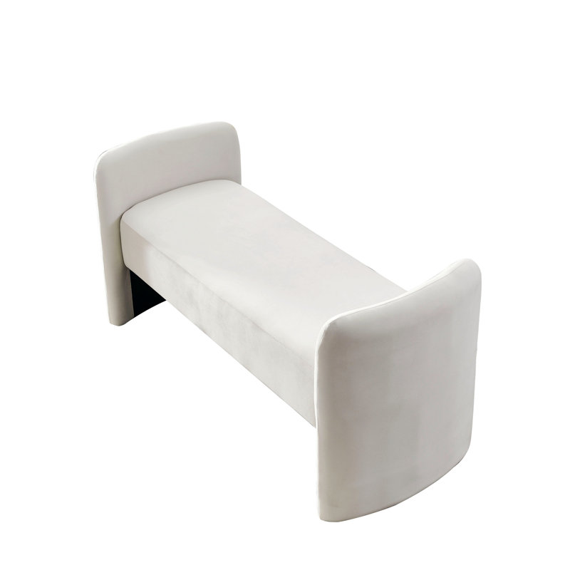 WeLike 52-Inch Modern Bed and Bench Upholstered Ottoman for Bedroom or Window Seating, Beige Velvet