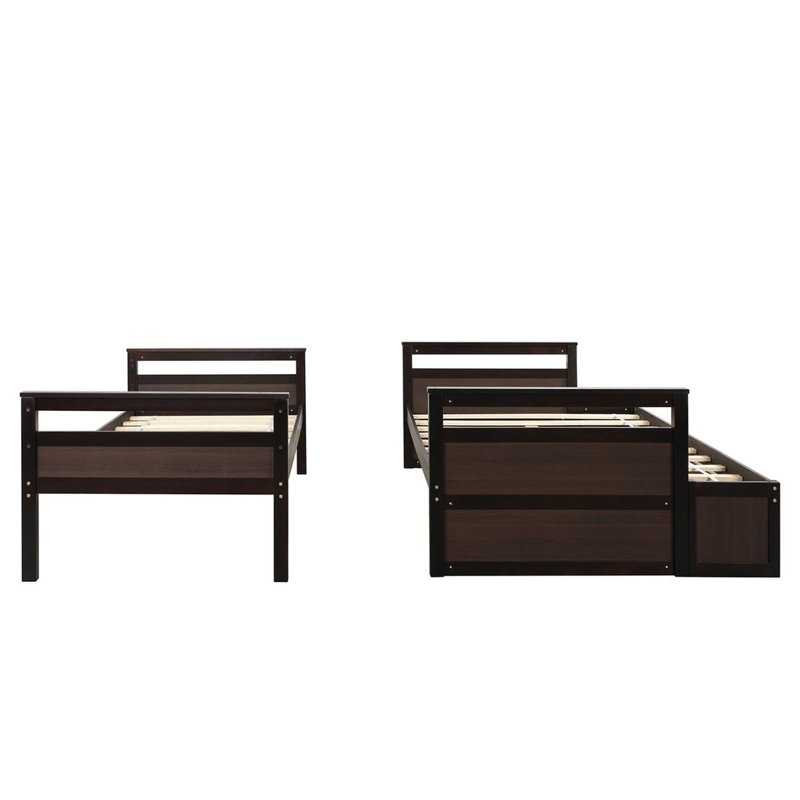Greabe Kids Twin Over Full Bunk Bed with Drawers, Espresso