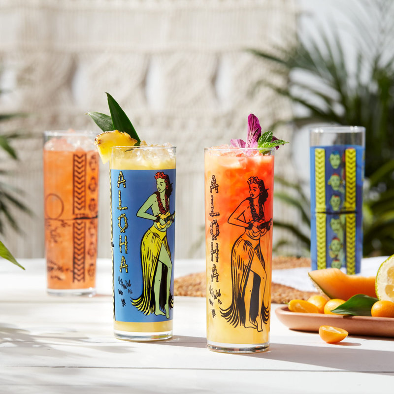 Verre à zombie Libiki Tiki Kahiko, transparent, 13,5 onces, ensemble de 4, Transparent
