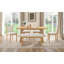 Ensemble de table de salle à manger de style rustique 6 pièces avec motif brossé, table de salle à manger rectangulaire avec pieds trapézoïdaux, 4 chaises rembourrées en lin et 1 banc rembourré pour la salle à manger et la cuisine-988638736