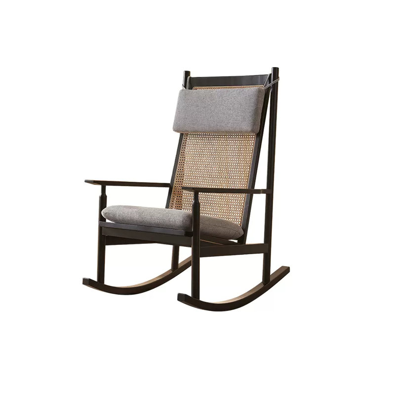 Chaise berçante moderne en bois massif, Gris