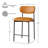 Modern Bar Stools Set of 2, 24 Inch Upholstered Faux Leather Counter Height Stools with Curved Backrest & Black Metal Legs, Wood Grain Back Bar Chairs for Kitchen Island-1531010558-1531010556