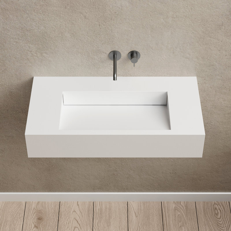 MonBlari 31" X 15" Rectangle Solid Surface Wall Mounted Sink Matt White