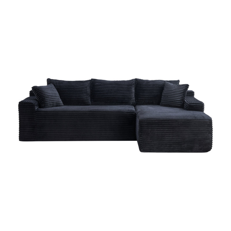 Canapé modulaire 94,5 po Cloud, Right Hand Facing, Black Corduroy