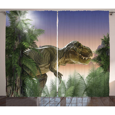 Jurassic Semi-Sheer Rod Pocket Curtain Panels