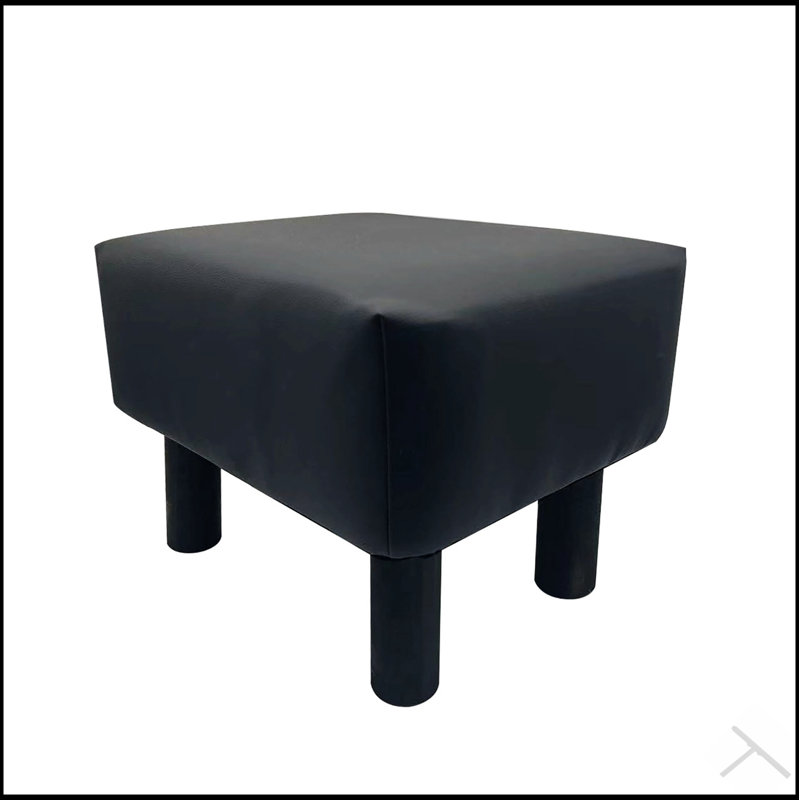 Ensemble de 2 tabourets contemporains, rembourrés noirs et pieds en bois, polyvalents et élégants pour les intérieurs modernes