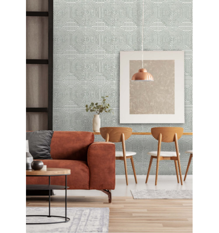 Sade 10' L x 25" W Wallpaper Roll, Olive, Paper, Non-Pasted