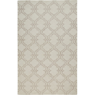 Tapis taupe en laine / coton touffeté à la main Borges