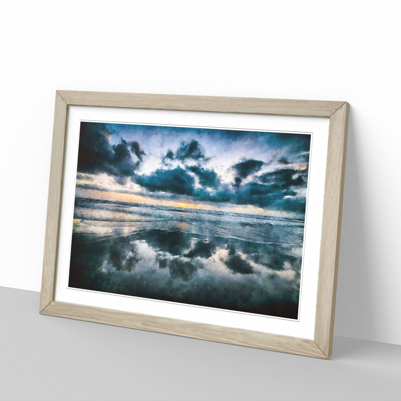 Ocean Reflections in Italy - Picture Frame Graphic Art Print, Oak Framed, 62cm H x 87cm W x 2cm D