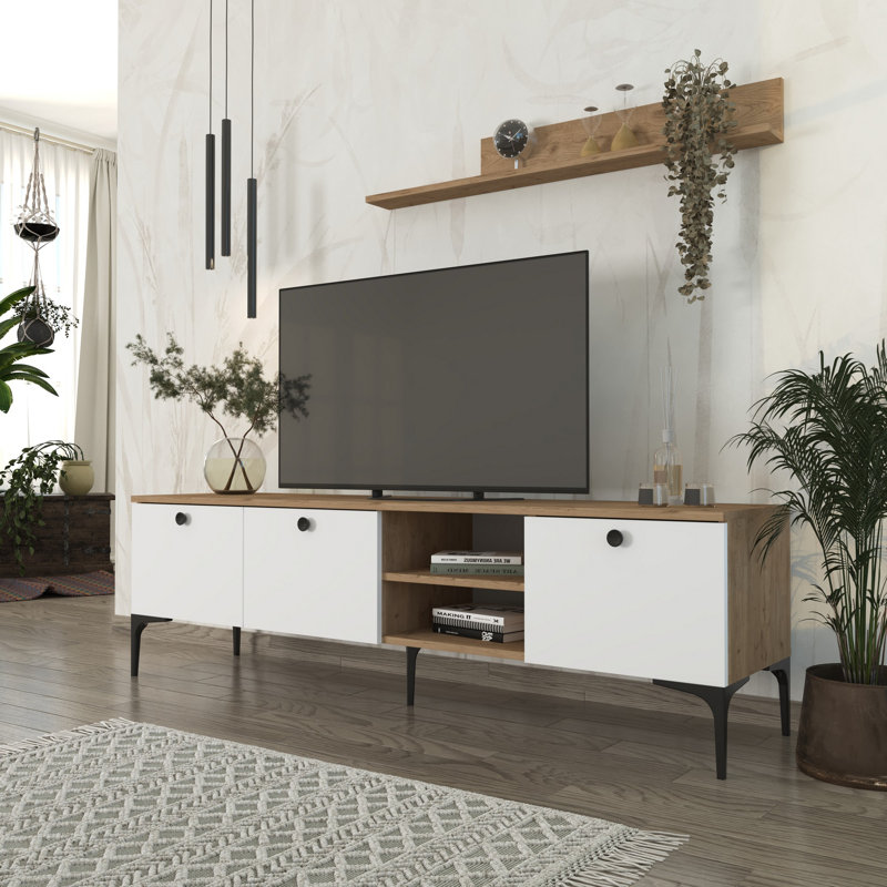 Keikei Unfinished TV Stand, White