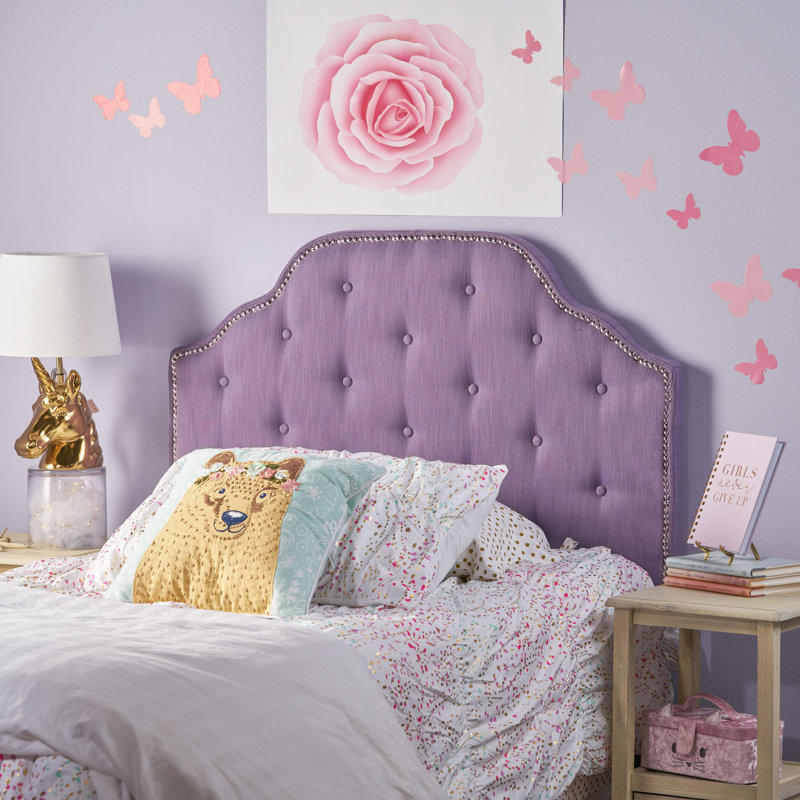Tête de lit tapissier à panneau en métal Brooke-Elise, Mauve clair, Simple