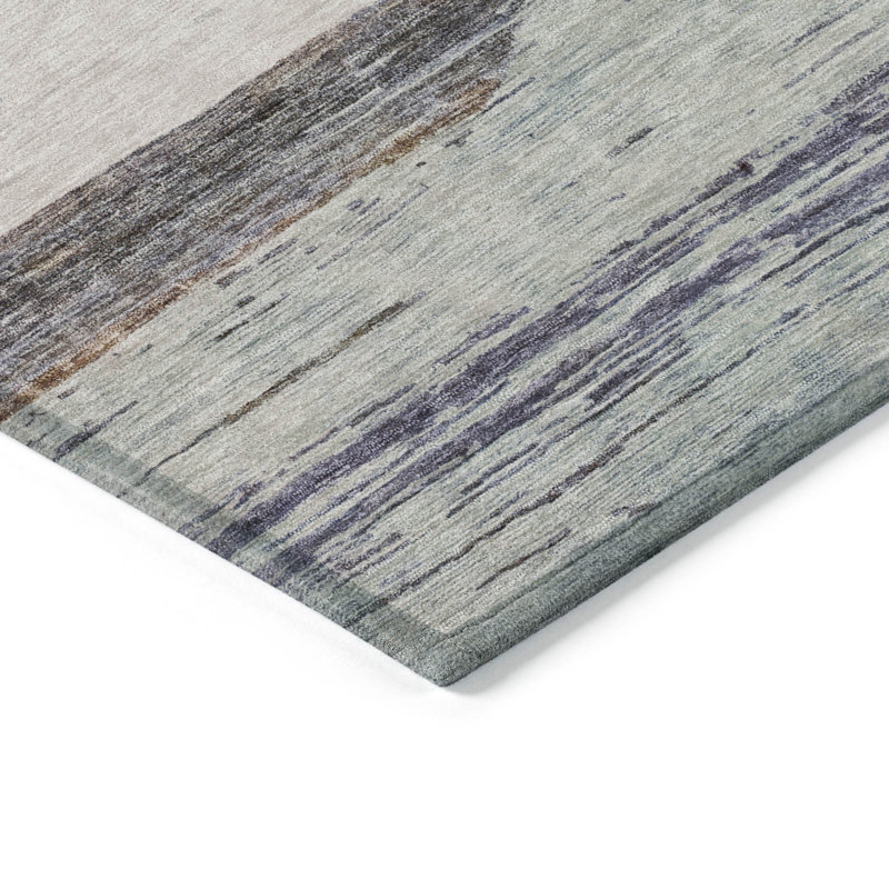 Tapis intérieur lavable abstrait ivoire 5 pi x 8 pi brun