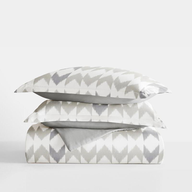 Ensemble de housse de couette réversible à motif de chevrons 3 pièces, Édredon pour lit simple + 1 taie décorative