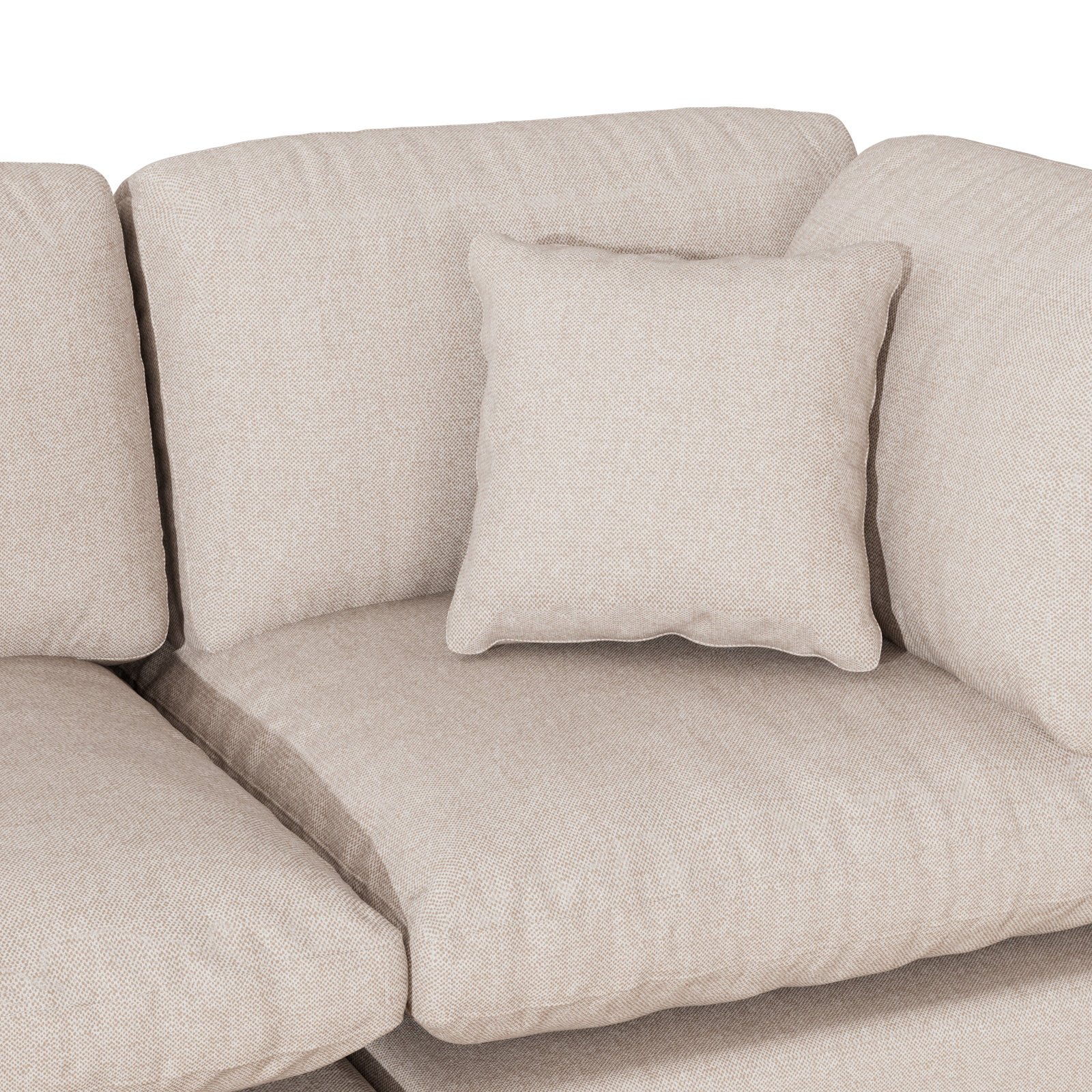 Jossa 3-Piece Modular Upholstered Sofa, Ivory Chenille