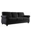 Velours noir élégant: 3 places avec mousse haute, coussins de dossier lâches, pieds en bois massif, design moderne de style Mid-Century pour bureau et appartement-1623574546