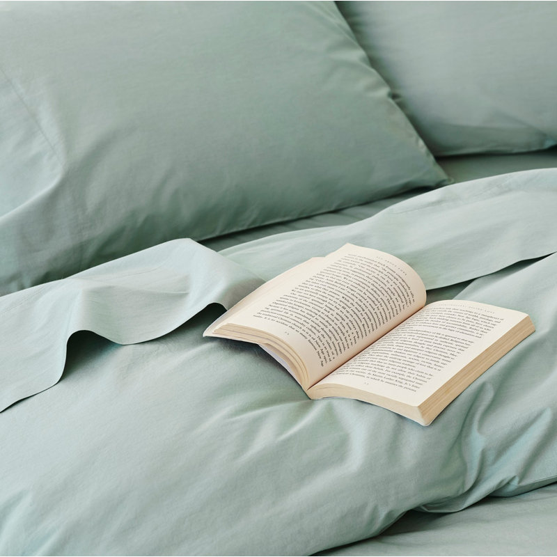 Cotton Sheet Set, Twin Sheet Set with 1 Pillowcase, Seafoam