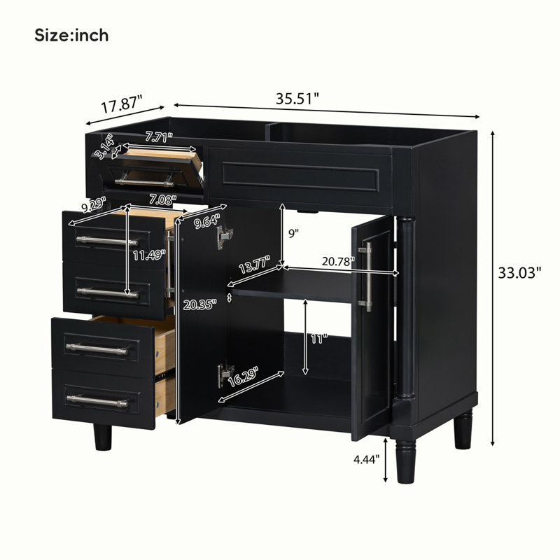Freestanding Bathroom Storage Cabinet with 2 Drawers and a Tip-out Drawer