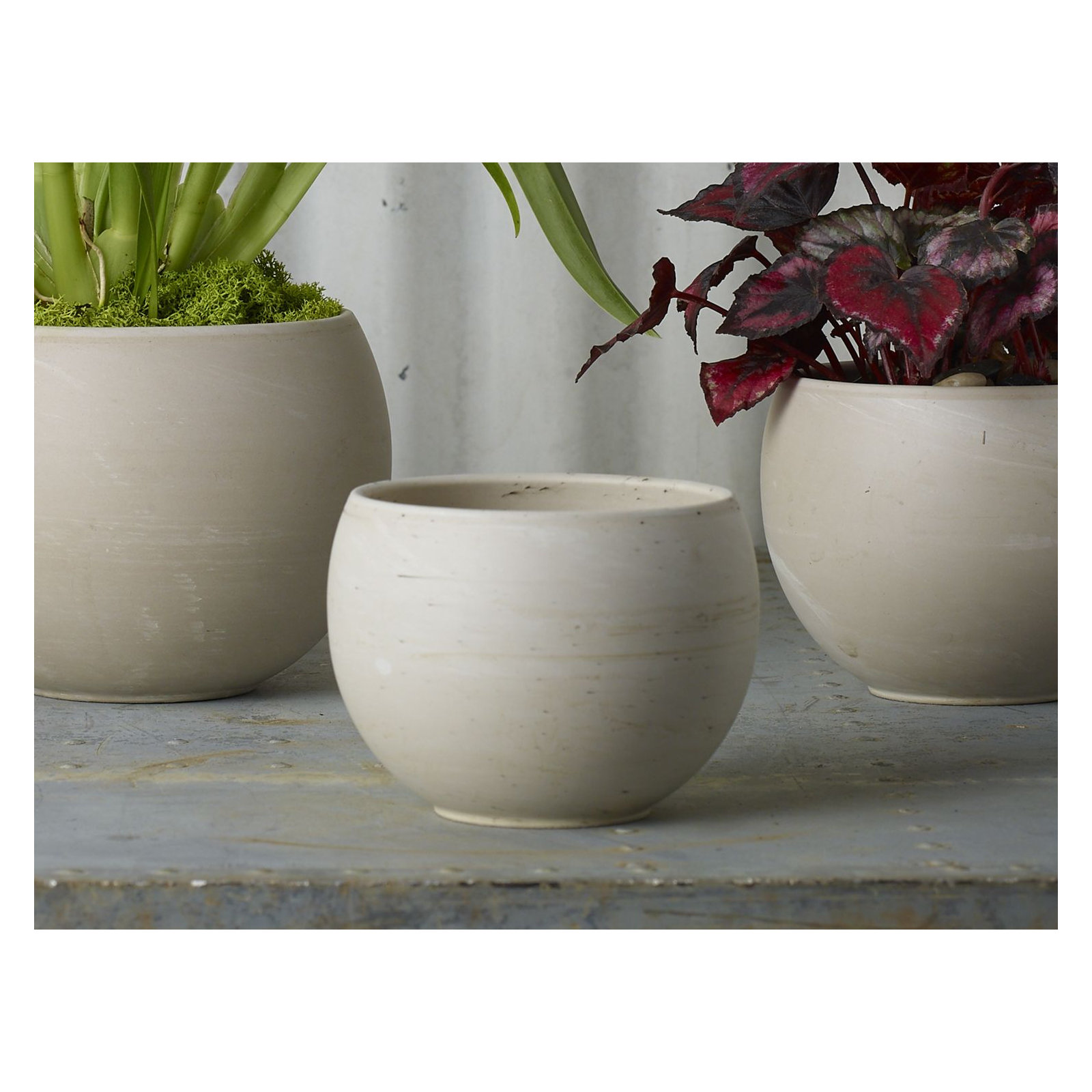 Handmade Ceramic Pot Planter, Tan, 3.5" H x 4.75" W x 4.75" D