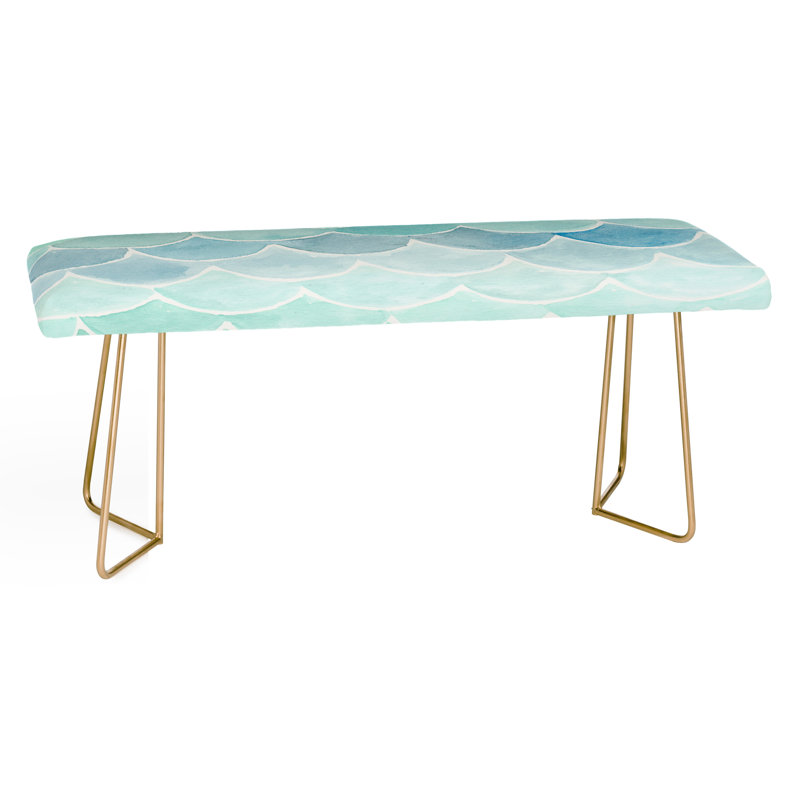 Rudd Upholstered Bench, Light Blue/Geometric