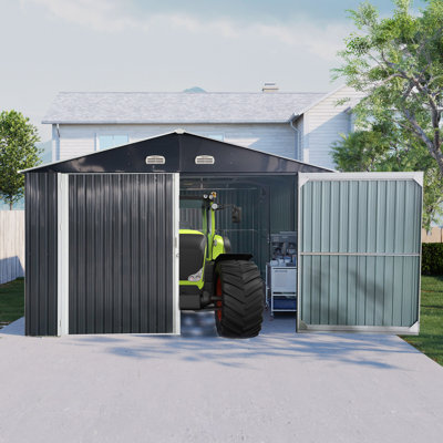 20X13 FT Outdoor Storage Shed Metal Garage Shed For Car, Bike, Lawnmower - Backyard Tool House Building 2 Doors And 4 Vents