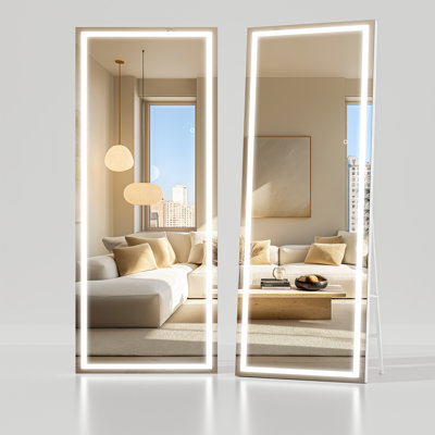 Miroir pleine lumière moderne et contemporain avec verre trempé et garantie de 3 ans