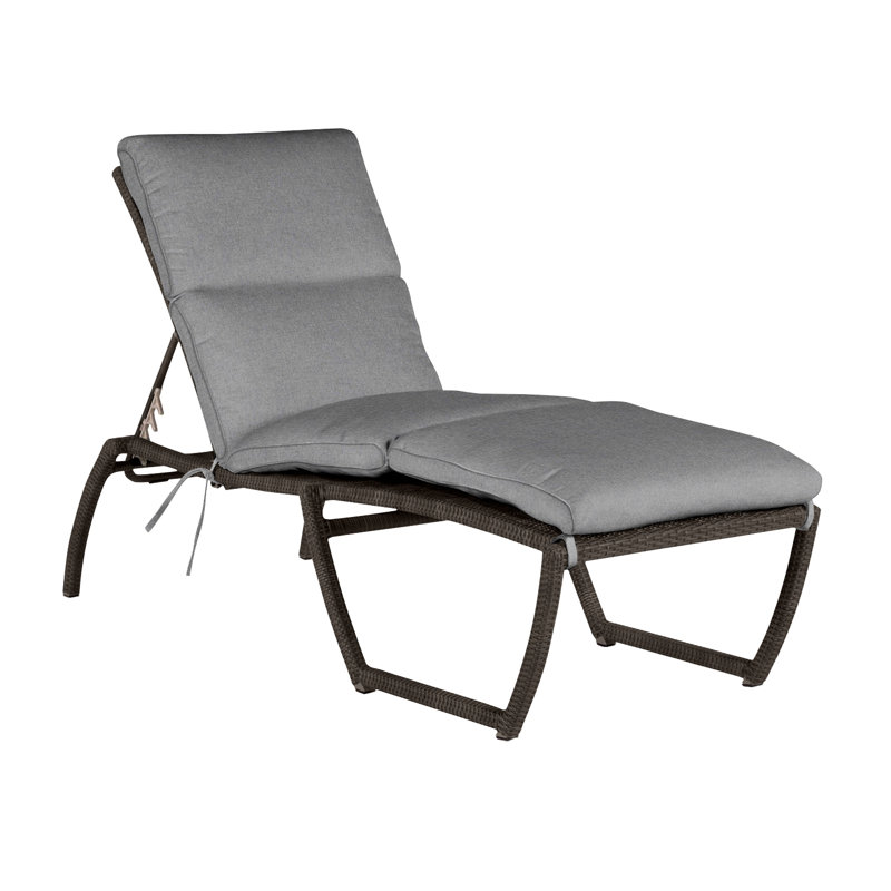 Skye N-Dura Resin Wicker Outdoor Chaise Lounge, Welt, Black Walnut, Verona Mist