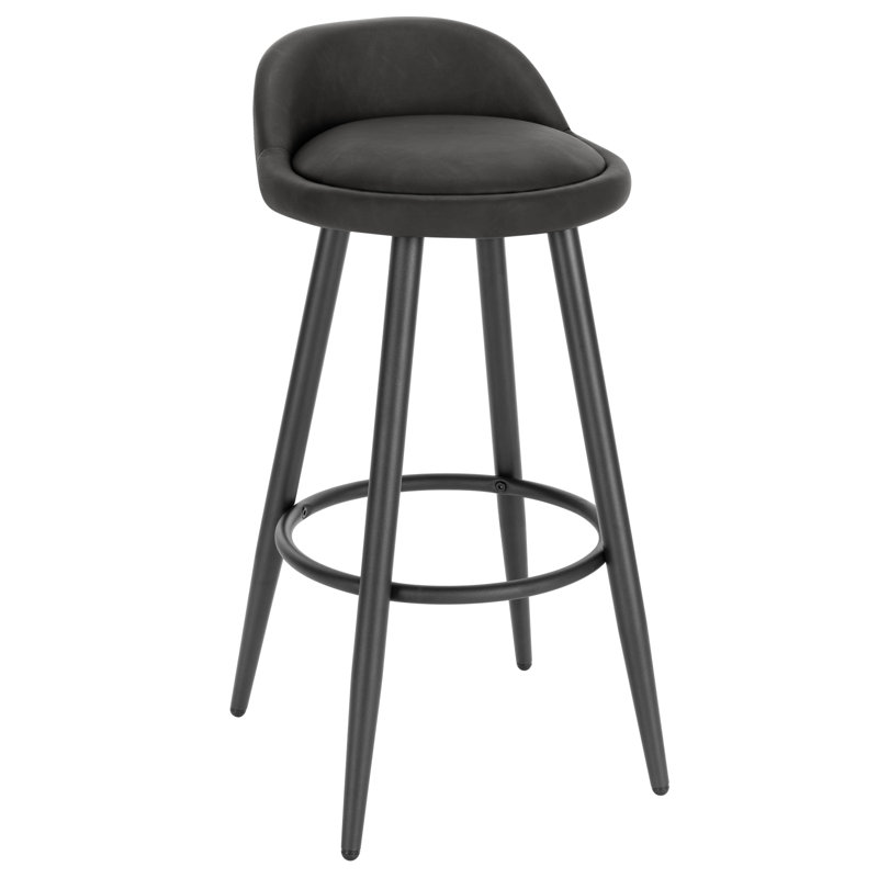 Crista Upholstered Counter Stool with Metal Frame, Anthracite