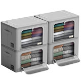 Medium Storage Box Foldable with Window & Handles 4 Pack