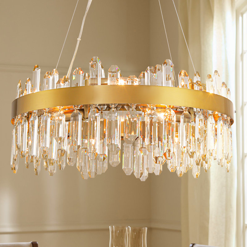 Xzavious Dimmable Cylinder Chandelier, 12, Gold, 9.6" H x  23.62" W x 23.62" D