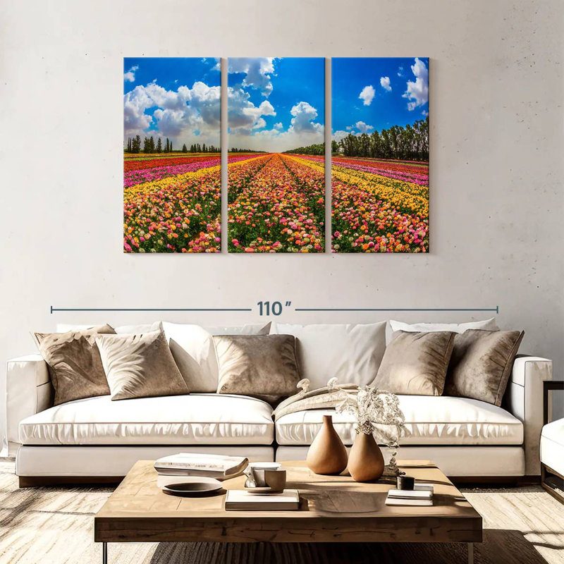 Champ de fleurs de kibboutz Alvord, H 48 po x l 74 po