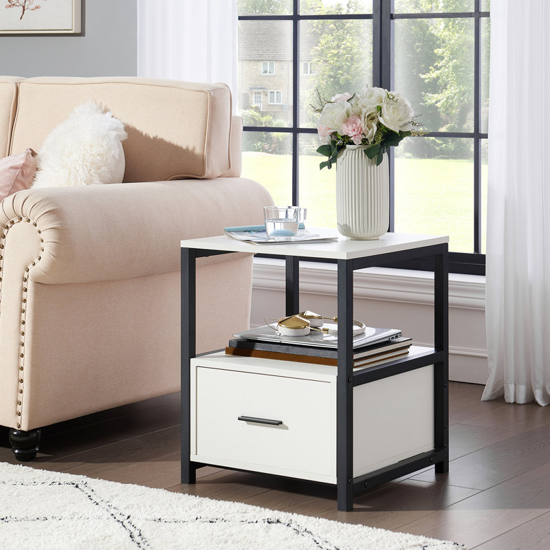 Kempst 15.7'' W Nightstand, Black White