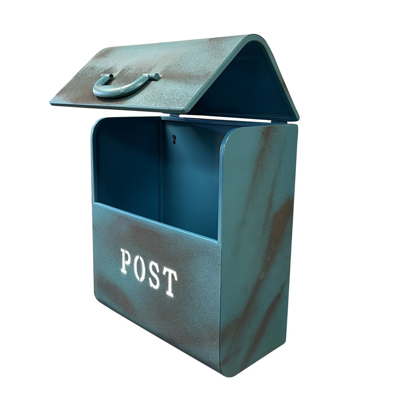 Boîte aux lettres murale en aluminium, Bleu rustique
