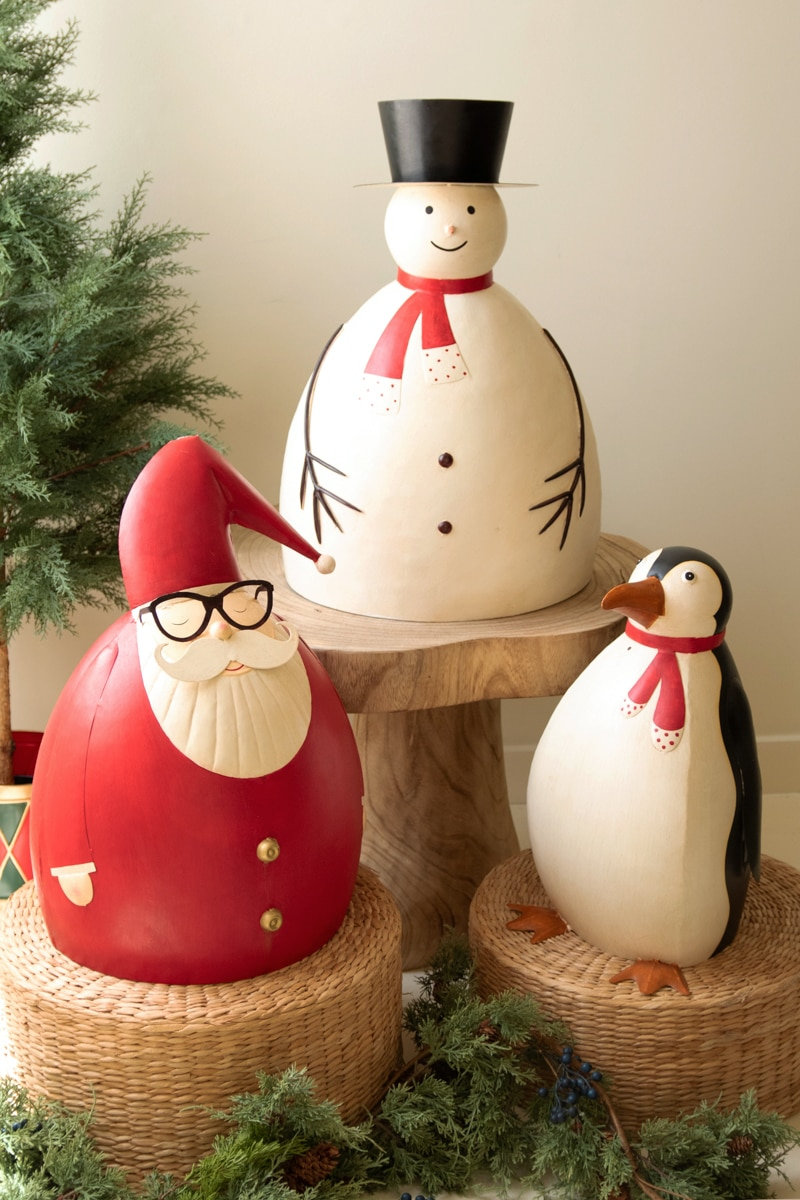  Painted Metal Snowman Sculpture