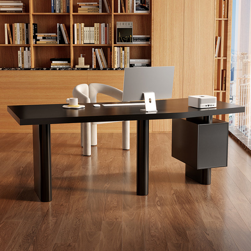 Bureau en bois massif noisette avec 3 tiroirs, H 29,53 po x l 62,99 po x P 31,5 po, Retour à gauche