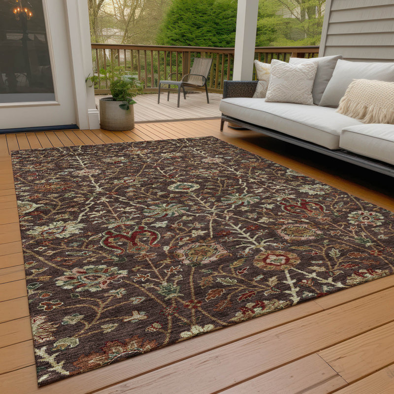 Red Synthetic Washable Rectangular 3' x 5' Area Rug
