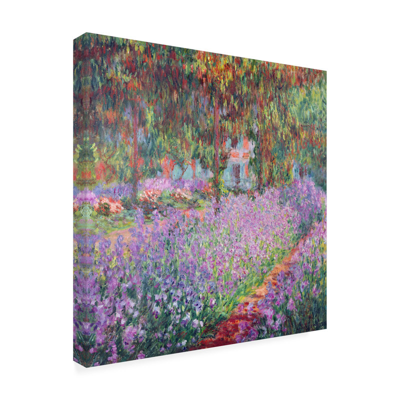  Art mural sur toile tendue - Art mural Claude Monet «The Artist's Garden at Giverny» pour le salon, la chambre à coucher ou le bureau - 35 x 35