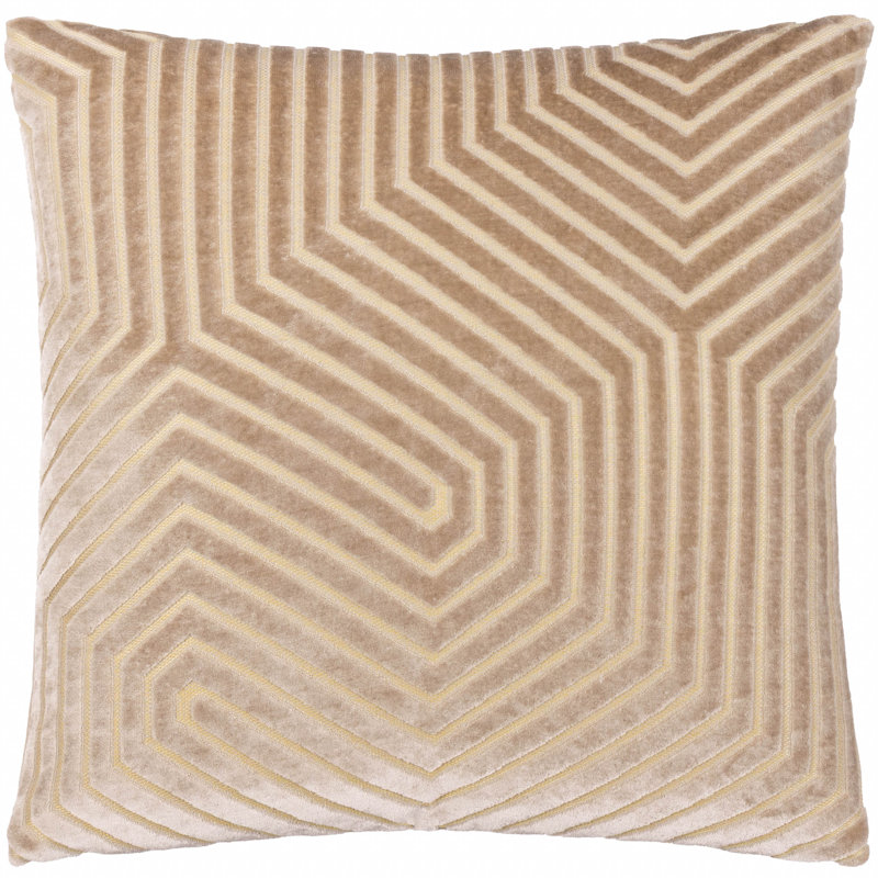 Evoke Geometric Square Cushion, Beige, Feather, Square 55cm
