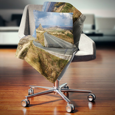 Road in East Kazakhstan Panorama - Landscape Printed Pillow