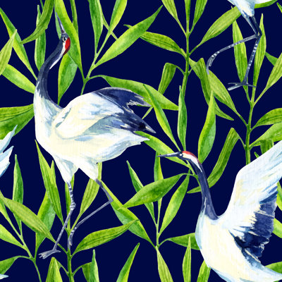 Flippen Asian Crane Bird by Tanya Syrytsyna - Wrapped Canvas Print