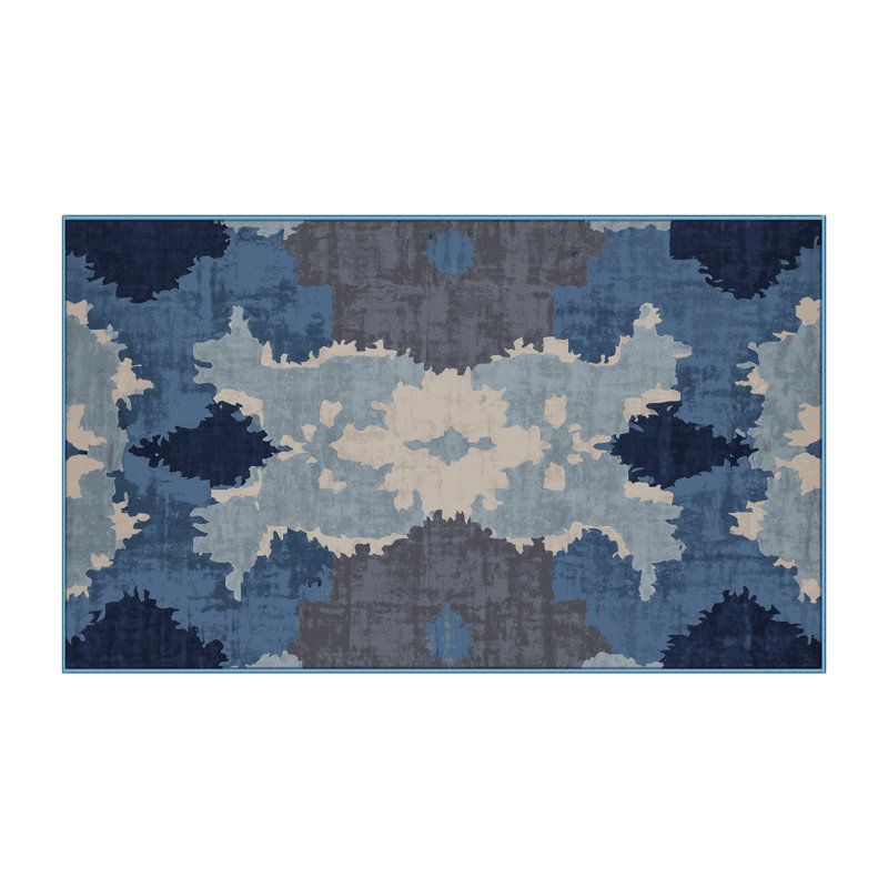 Tapis bleu soyeux et moelleux, Rectangle 8 pi x 12 pi