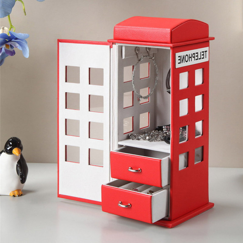 Boîte à bijoux en forme de cabine téléphonique, Rouge