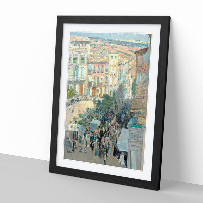 Southern French City by Childe Hassam - Picture Frame Painting, 65cm H x 48cm W x 2cm D, Black Framed