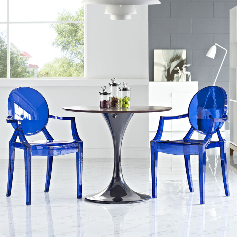  King Louis Back Stacking Side Chair, Blue, 2