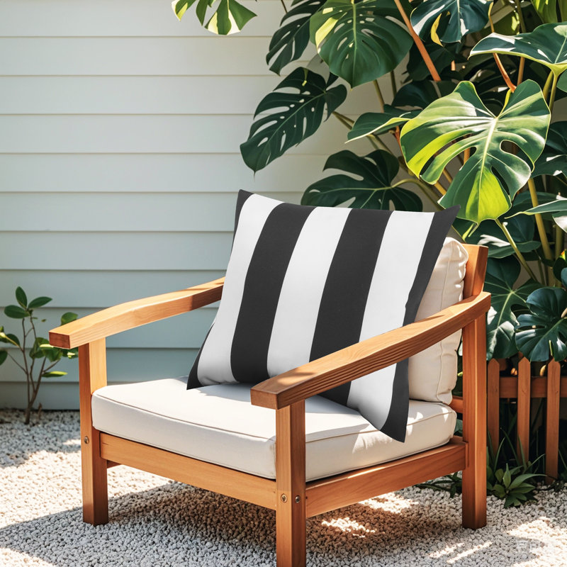 Outdoor Waterproof Pillow Set Of 2,18×18 Inches Pillows, Black White Stripes