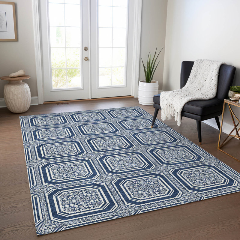 Tapis intérieur / extérieur bleu Maruna , 5' x 7'6"