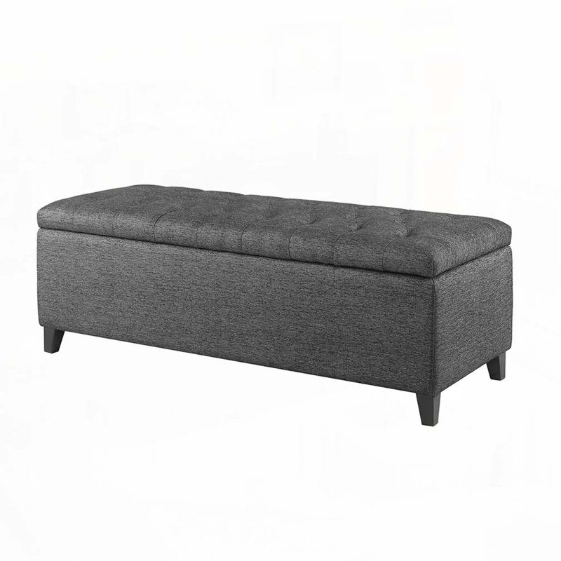 Tufted Top Storage Bench, Mudroom Bench, Charcoal