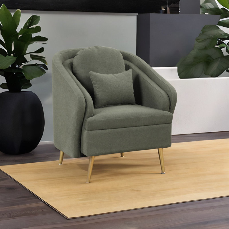 Fauteuil demi-tonneau 31,5 po, Velours vert algue