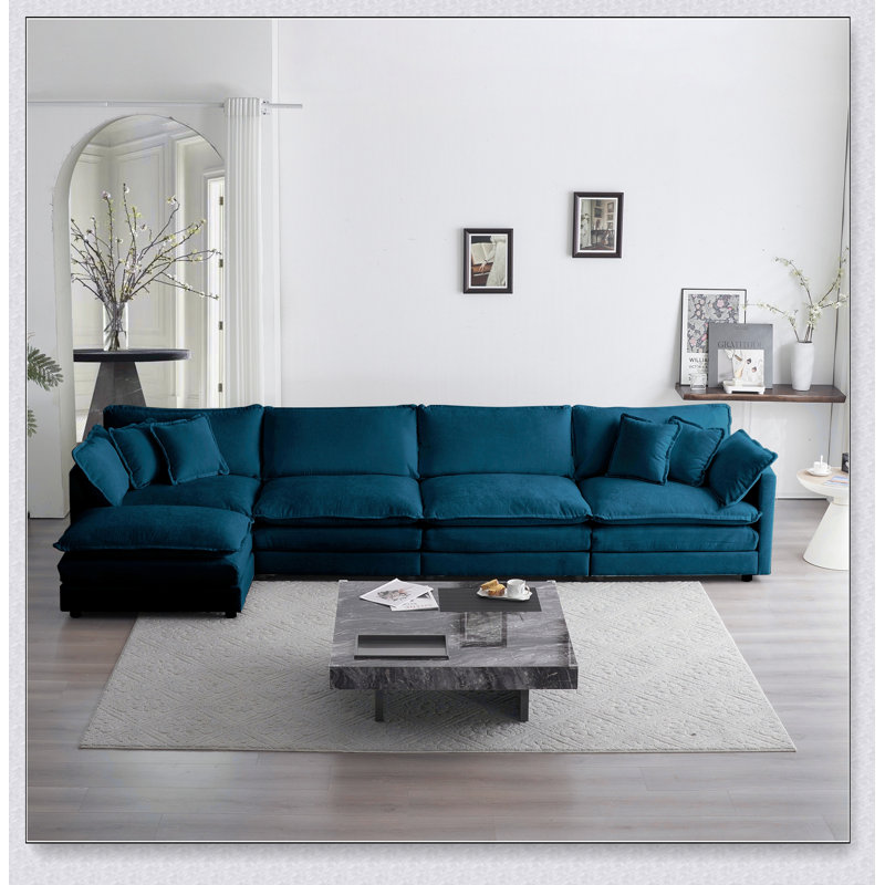 Canapé modulaire modulaire, canapé en U modulaire convertible 5 places avec repose-pieds