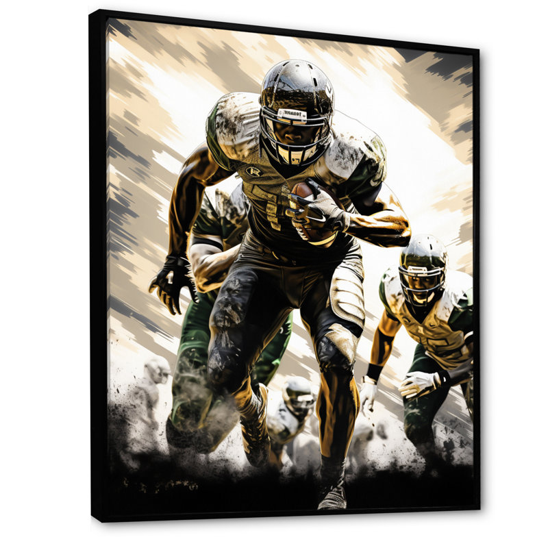 Football Gridiron Glory - Football, impressions encadrées, H 32 po x l 24 po x P 1 po, Cadre flottant noir